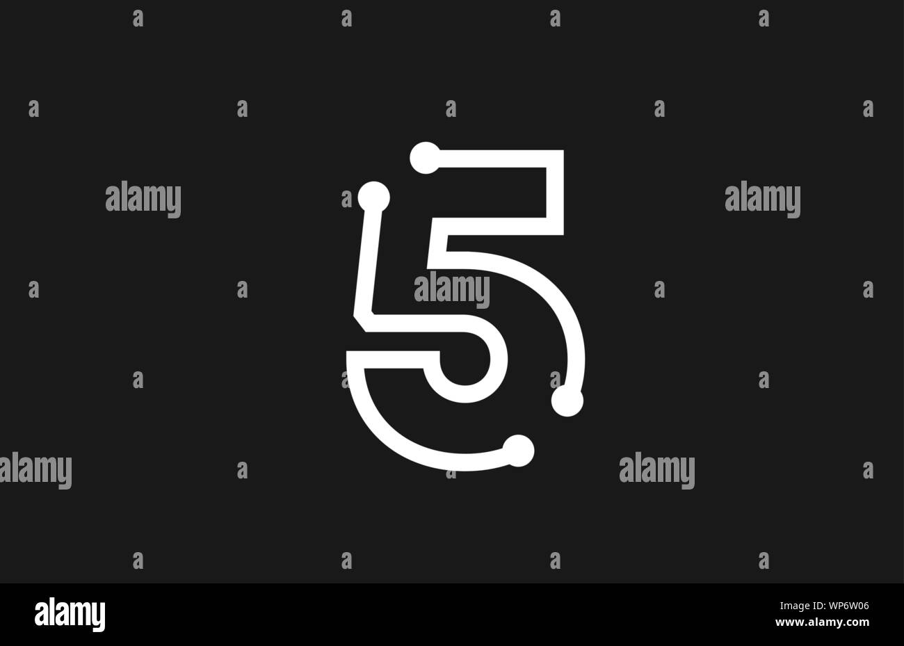 5 number black and white logo design with line and dots suitable as a ...