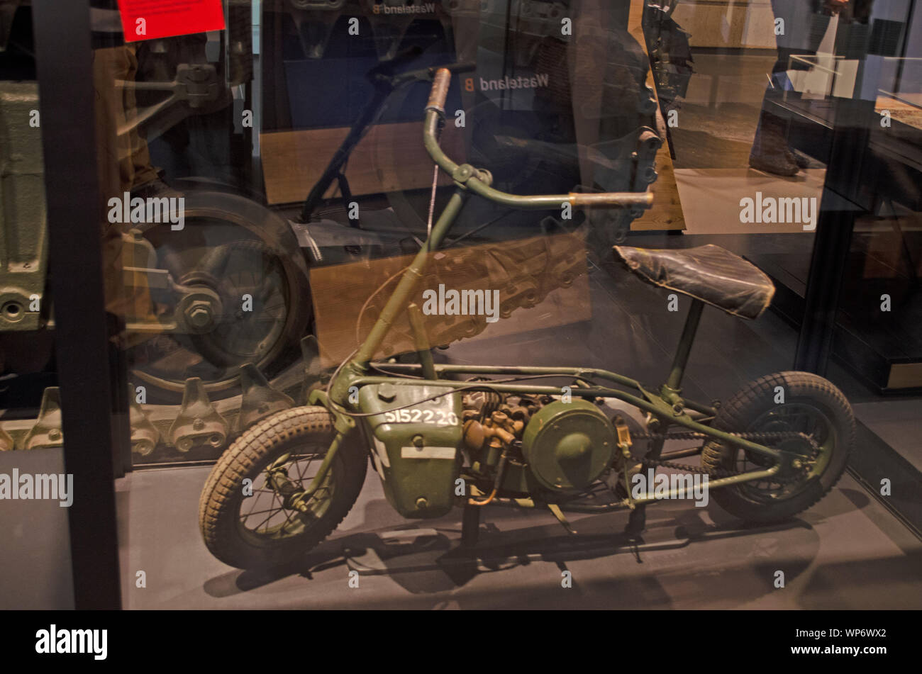 Welbike- British single-seat motorcycle produced during World War II.   Smallest motorcycle ever used by the British Armed Forces. Stock Photo