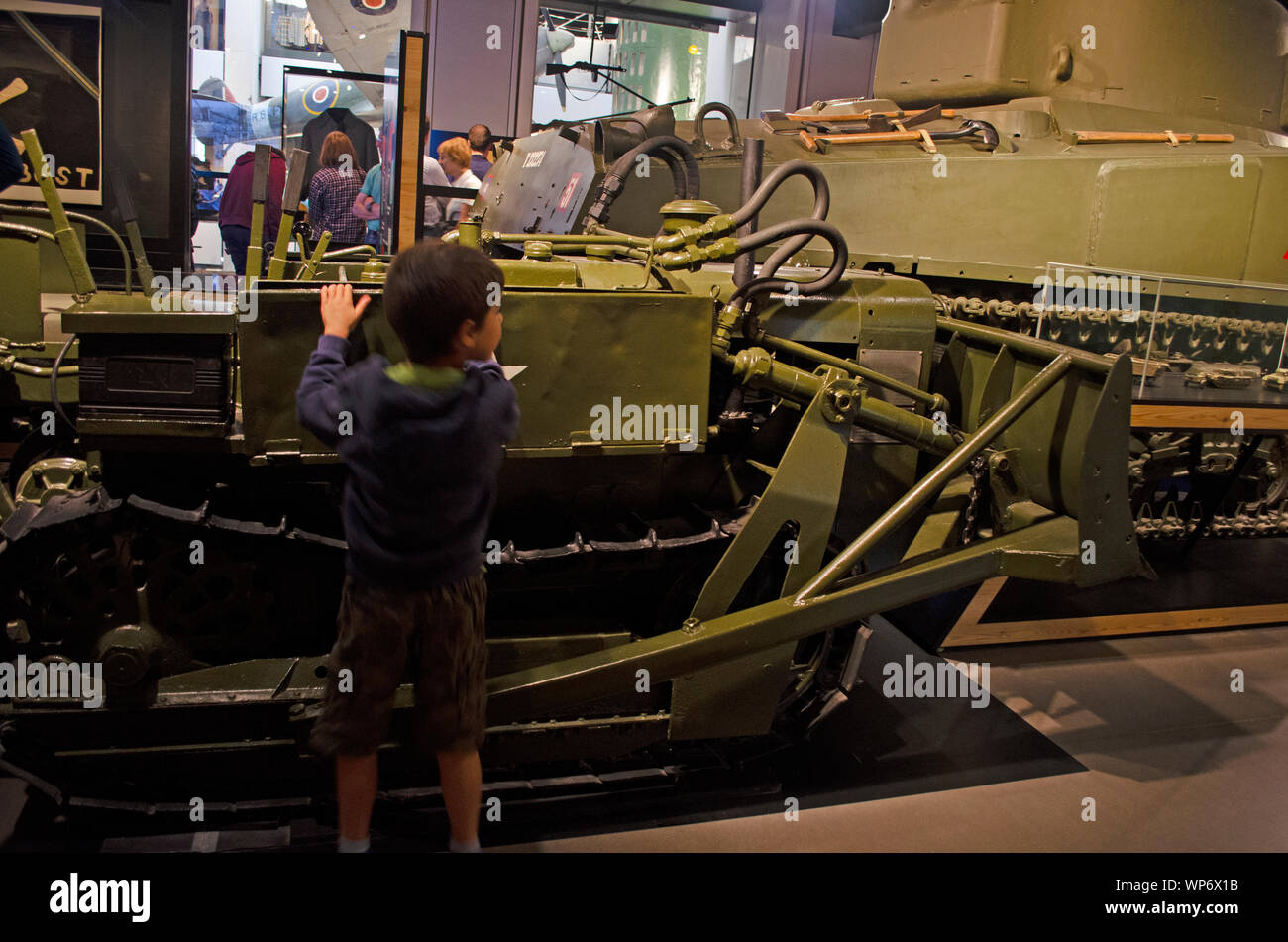 Armoured digger from WWII. IWM, London. Stock Photo