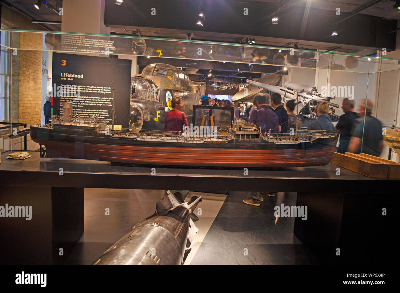 Model of a ship at IWM, London. Stock Photo