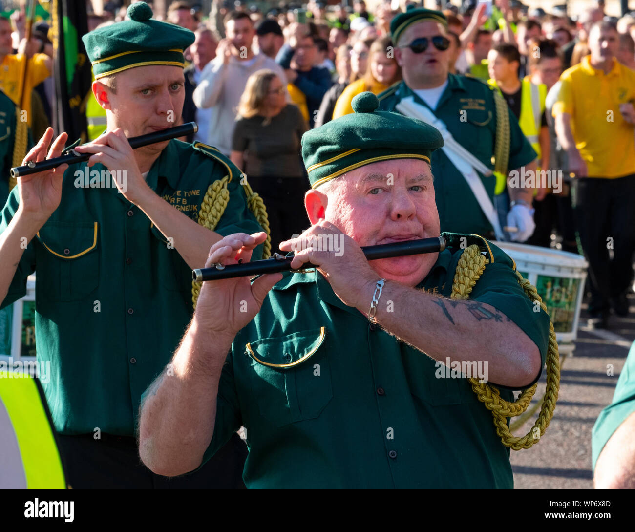 Glasgow, Scotland, UK. 7th Sep, 2019. Second controversial march in Glasgow march this time by IRPWA. The Irish Republican Prisoners Welfare Association is a dissident republican organisation which supports republican prisoners. It has ties with the political party Saoradh and the 32 County Sovereignty Movement. Credit: Iain Masterton/Alamy Live News Stock Photo