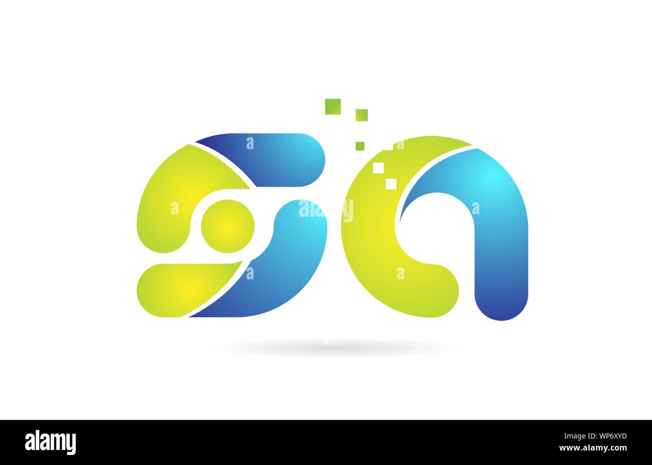 sa s a blue green alphabet combination letter logo design suitable for ...