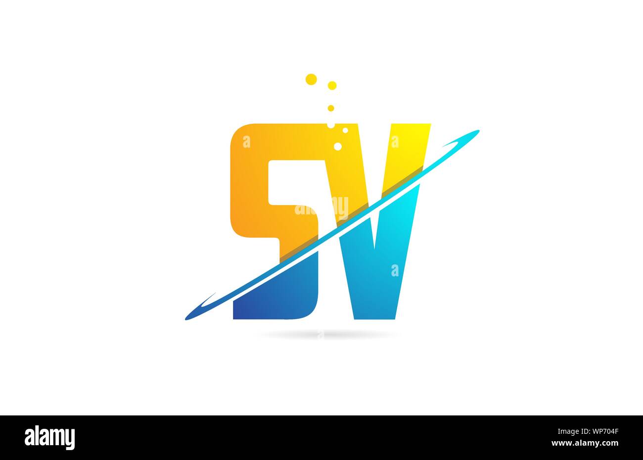 alphabet letter SV S V combination in blue and orange colors suitable ...