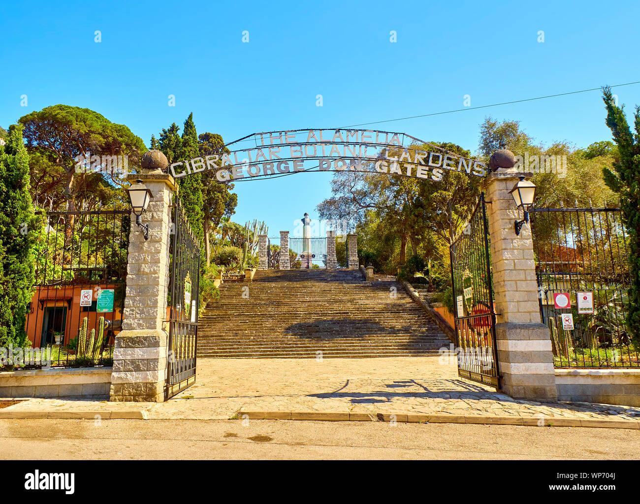 George Don Gate, principal gate of the Gibraltar Botanic Garden. Stock Photo