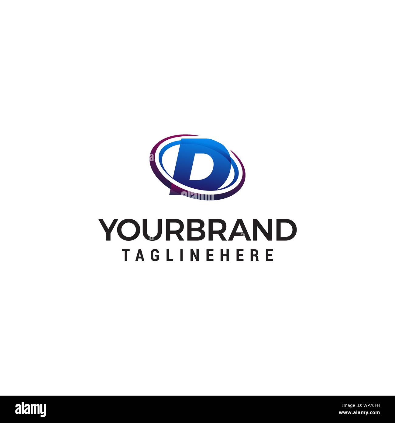 Swoosh Letter D technology logo concept template Stock Vector Image