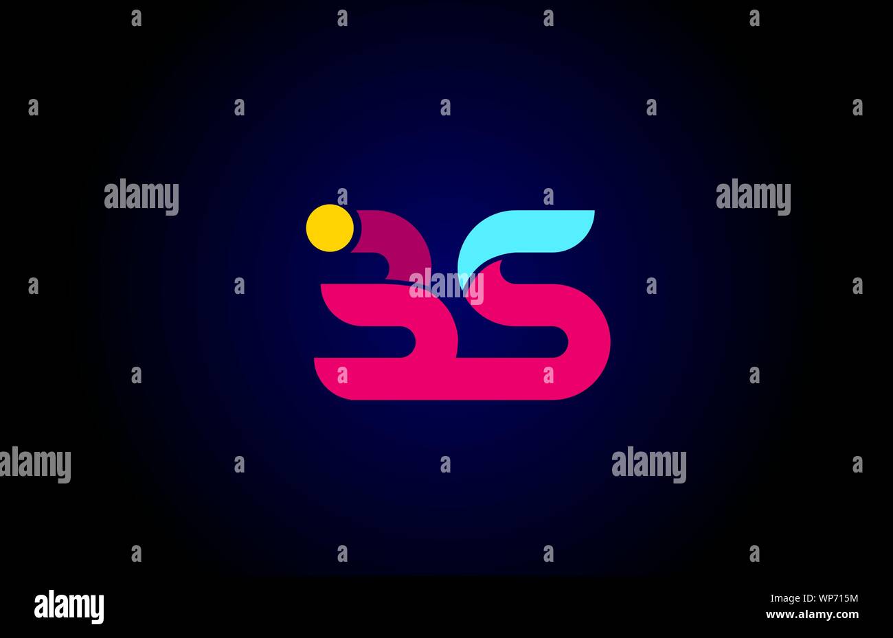 pink blue alphabet letter BS B S combination for company logo. Suitable ...