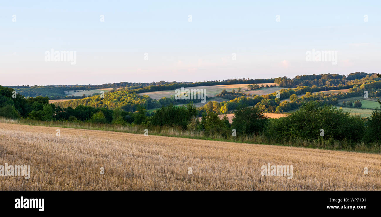 The Hambleden Valley in the Chilterns at sunset Stock Photo
