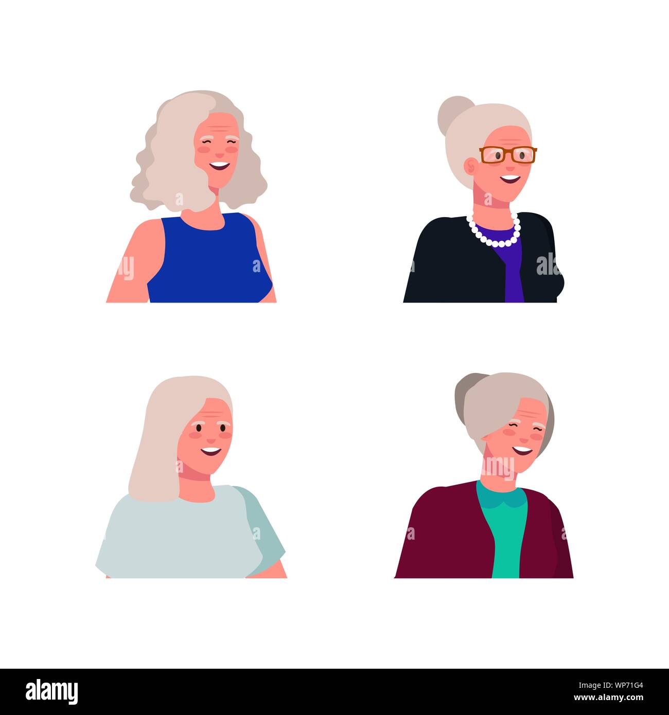 set of old women with blouse and casual clothes Stock Vector