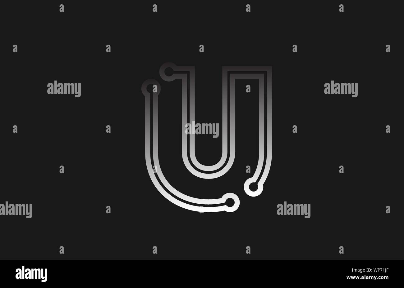 black and white line alphabet letter U for company logo icon design ...