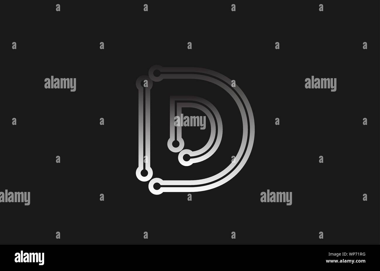 black and white line alphabet letter D for company logo icon design ...