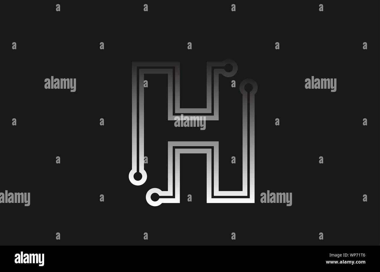 black and white line alphabet letter H for company logo icon design ...