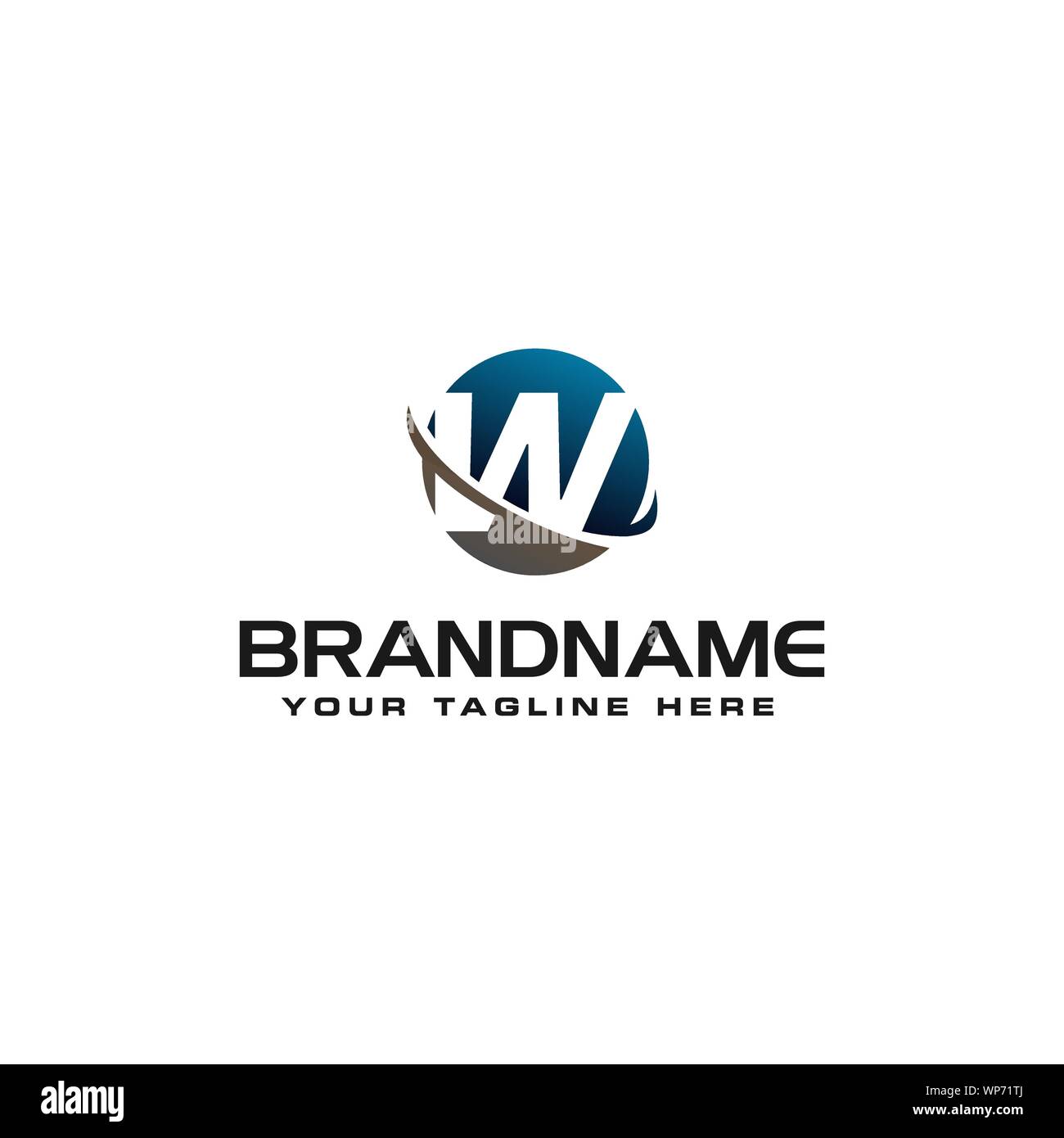 initial W technology swoosh company letter logo design vector icon ...