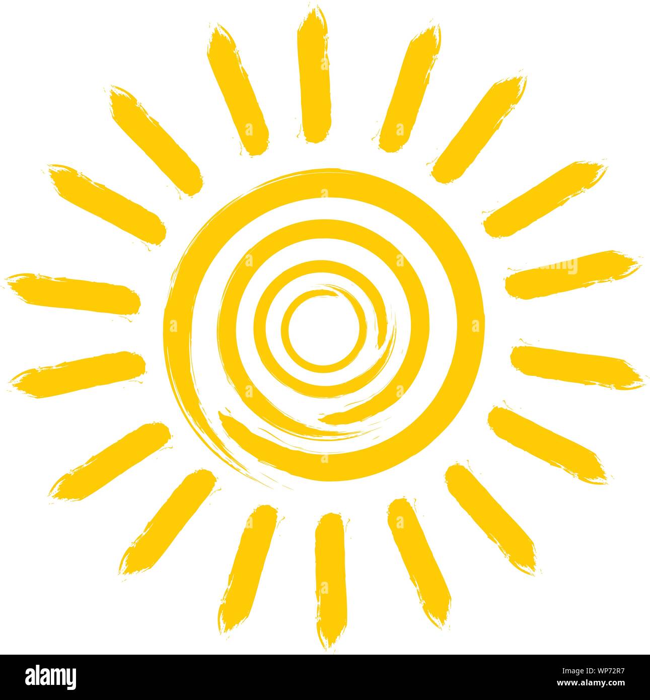 bright orange yellow sun icon or symbol vector illustration Stock