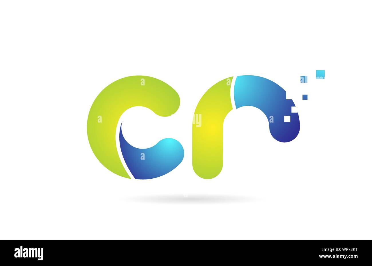 cr c r blue green alphabet combination letter logo design suitable for a company or business Stock Vector