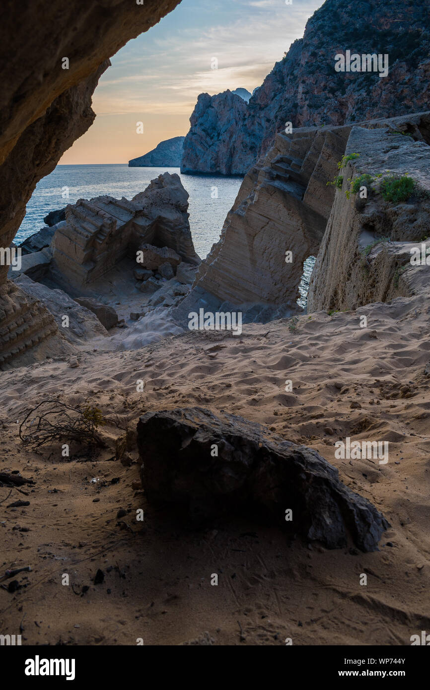 Sa pedrera de cala d’Hort, Ibiza/Spain August 31 2019: Atlantis at late