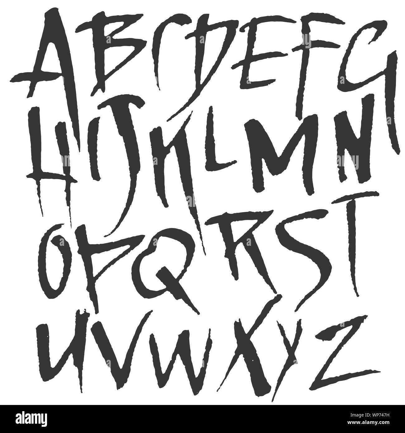 Hand drawn dry brush font. Modern brush lettering. Grunge style ...