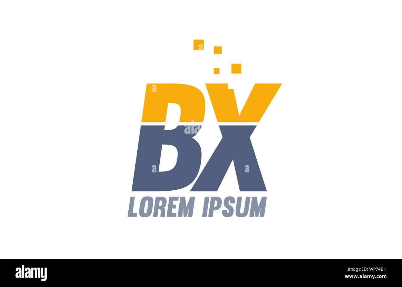 yellow blue BX B X alphabet letter logo icon design suitable for a ...