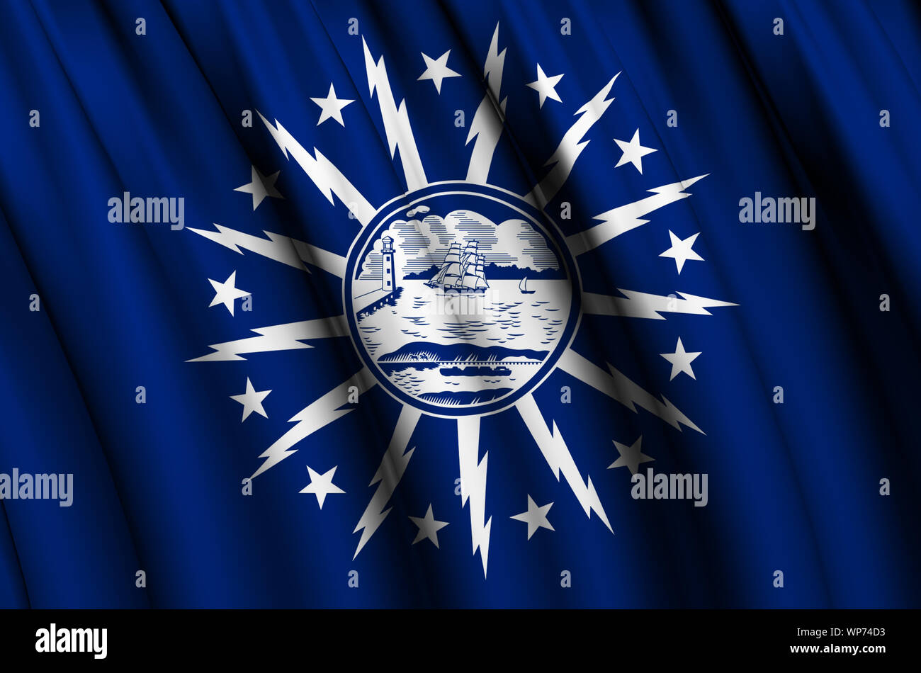 Buffalo New York waving flag illustration. Regions and Cities of the