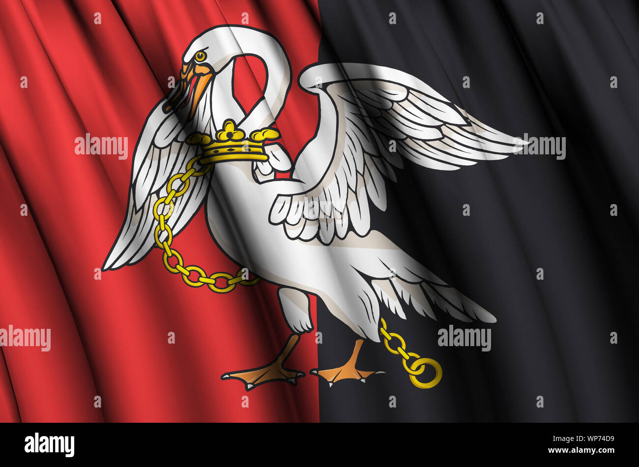 Buckinghamshire waving flag illustration. Regions of England and United Kingdom. Perfect for ...