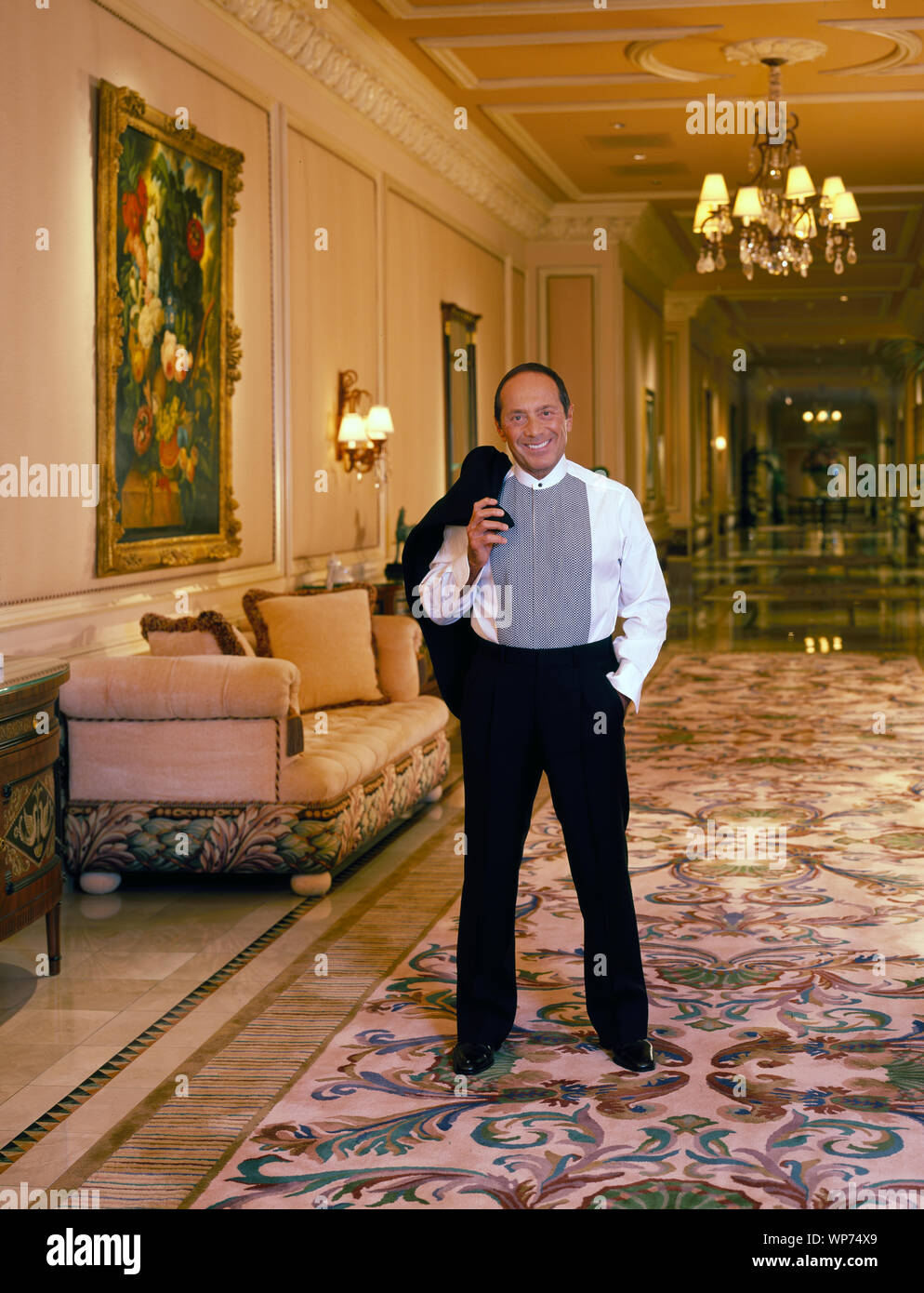 Las Vegas and all-time rock-'n'-roll star Paul Anka at his hotel, Las Vegas, Nevada Stock Photo