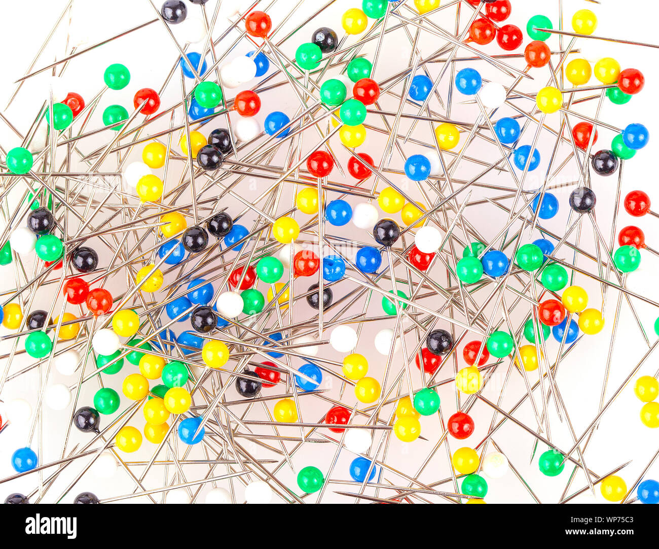 The new colored pushpins on white background Stock Photo
