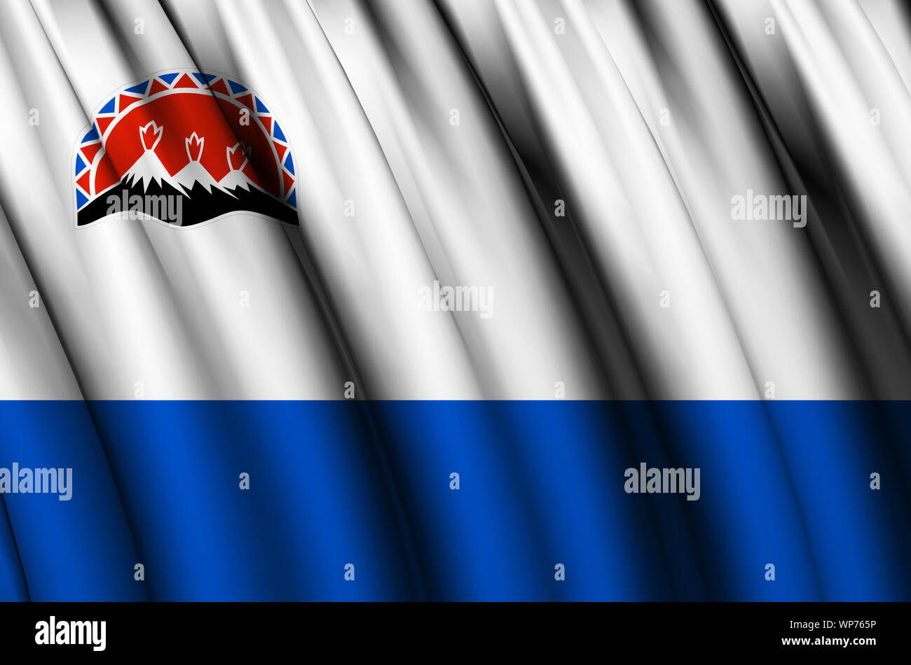 Kamchatka waving flag illustration. Regions of Russia. Perfect for ...
