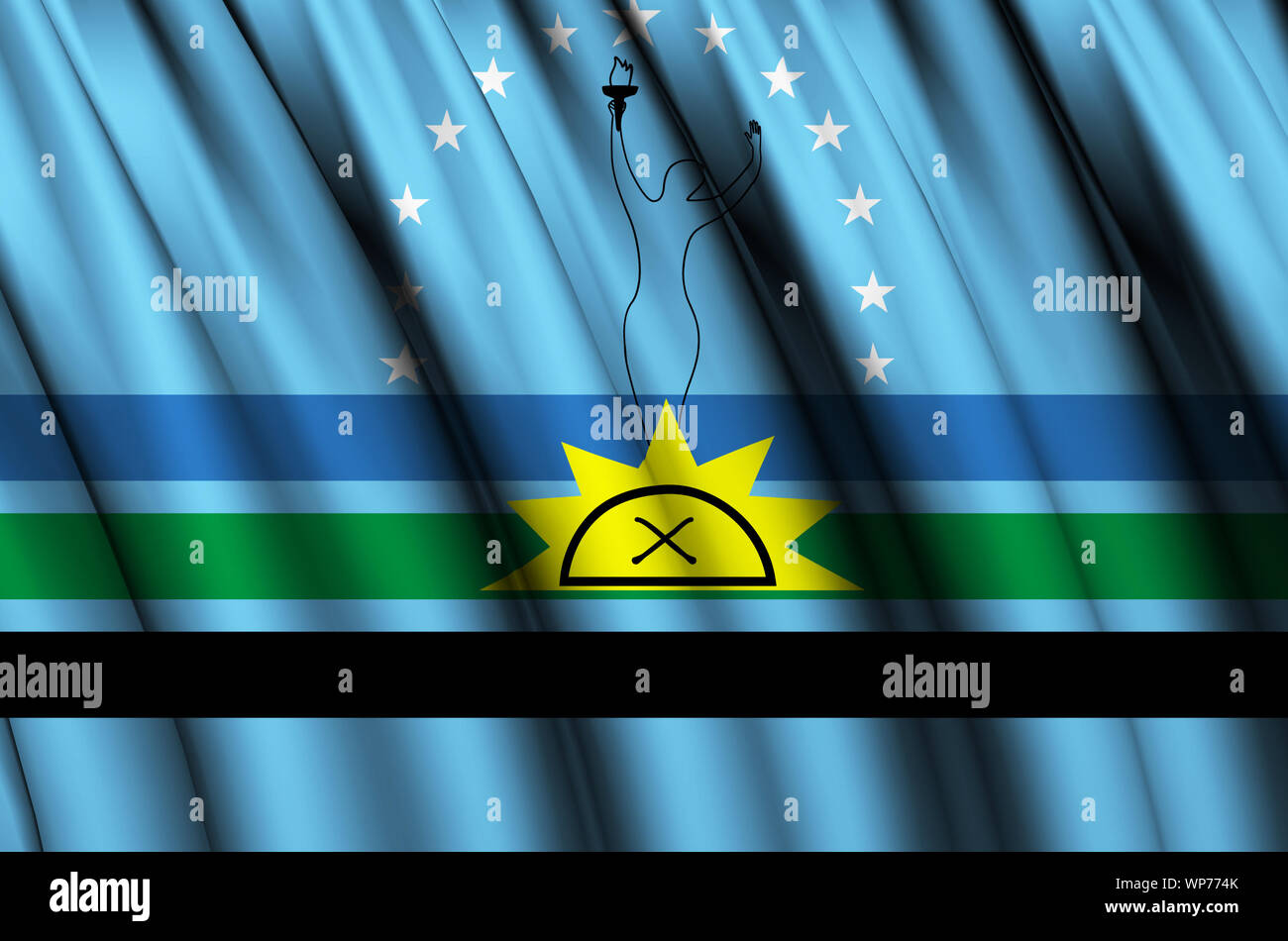 Monagas waving flag illustration. Regions of Venezuela. Perfect for background and texture usage. Stock Photo