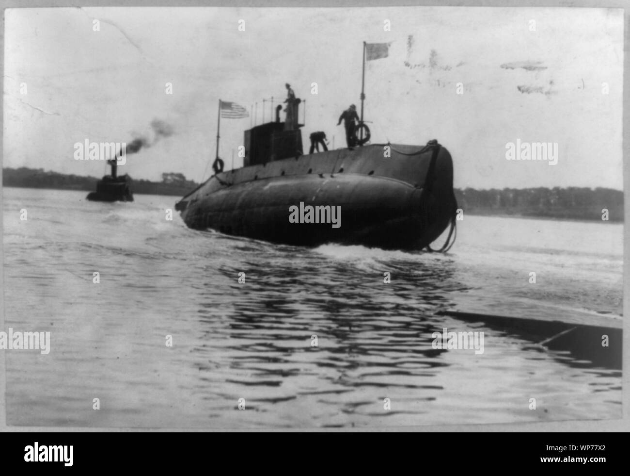 Launch of the U.S. Navy submarine Snapper, Fore River Works, June 6, 1909 Stock Photo