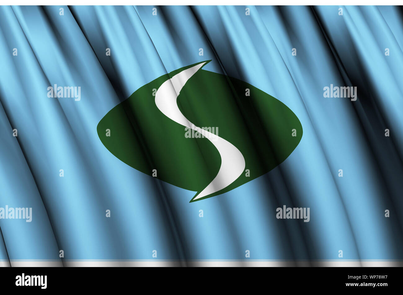 Shiriuchi waving flag illustration. Regions of Japan. Perfect for