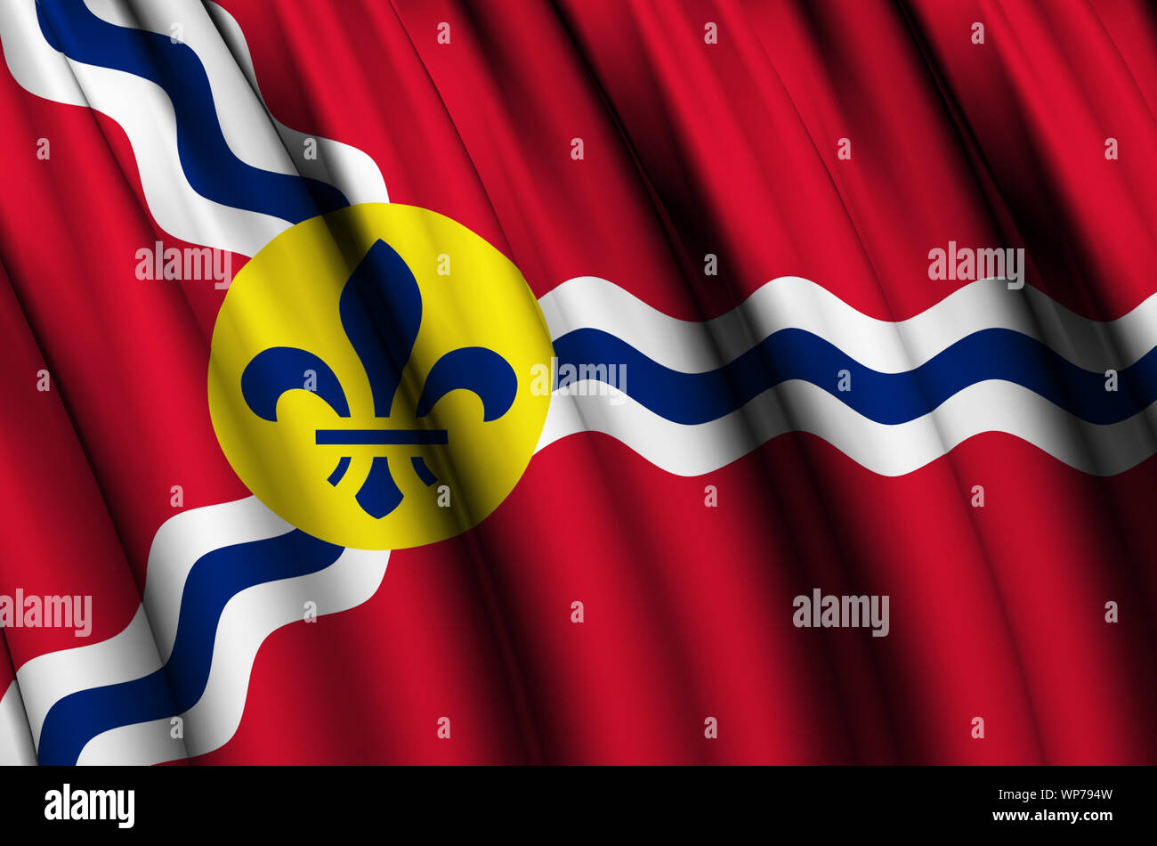 St. Louis Missouri waving flag illustration. Regions and Cities of the ...
