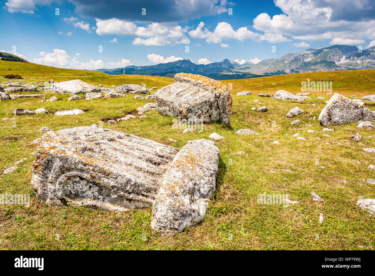 Old graves stecci in Durmitor, Montenegro, Europe Stock Photo