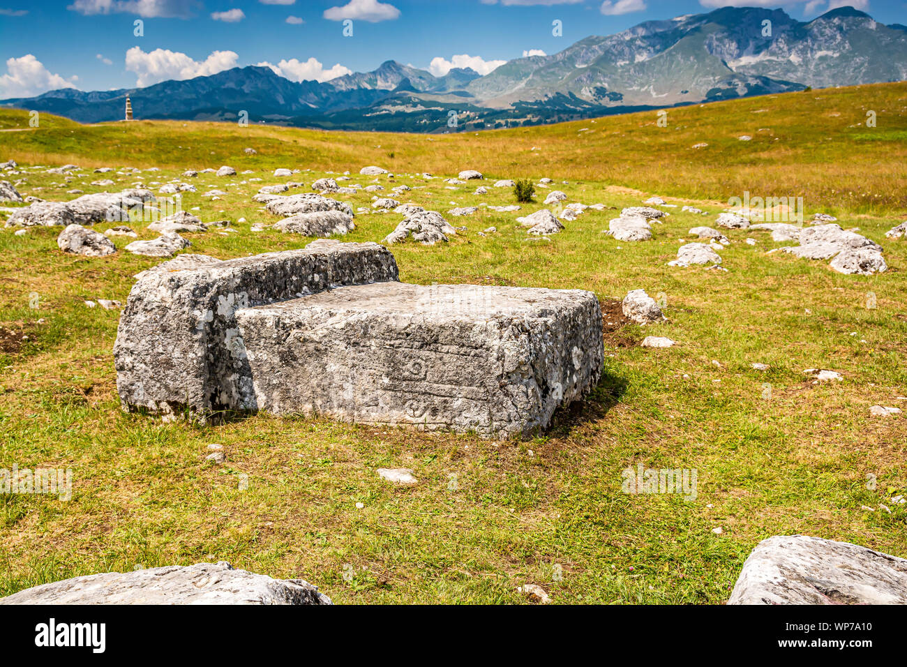 Old graves stecci in Durmitor, Montenegro, Europe Stock Photo