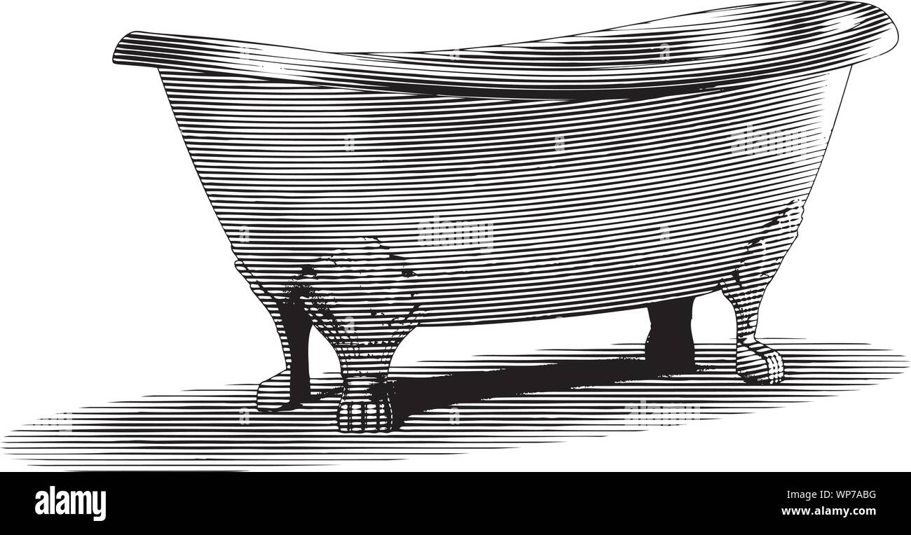 Engravedstyle illustration of an old bathtub Stock Vector Image & Art