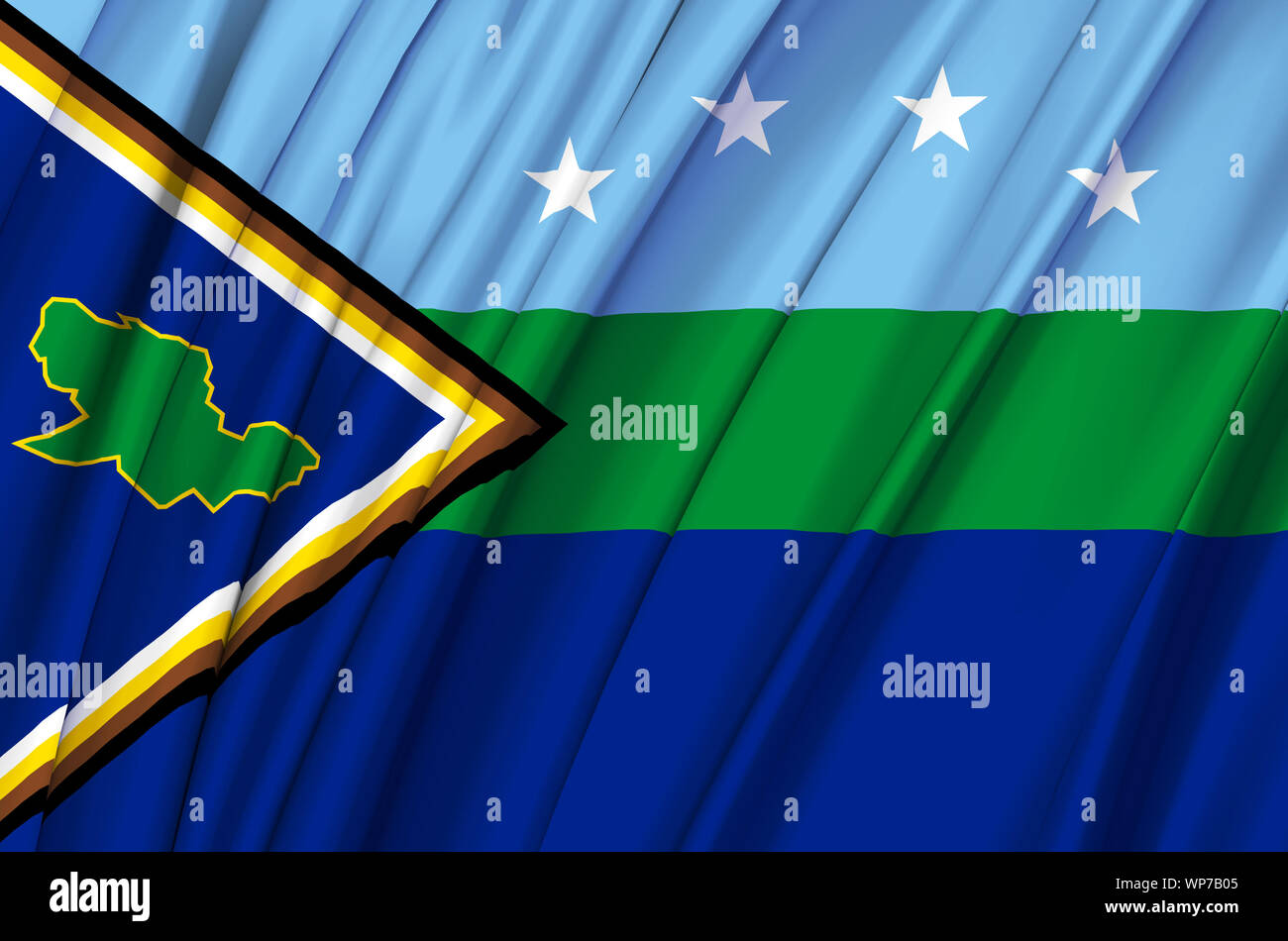 Delta Amacuro waving flag illustration. Regions of Venezuela. Perfect for background and texture usage. Stock Photo