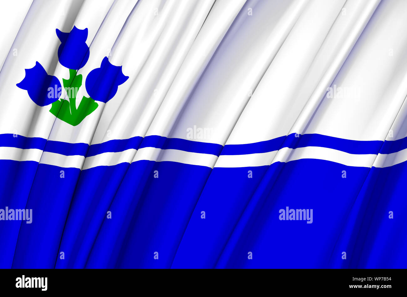 Drapeau Du Lac-Saint-Jean waving flag illustration. States, cities and Regions of Canada. Perfect for background and texture usage. Stock Photo