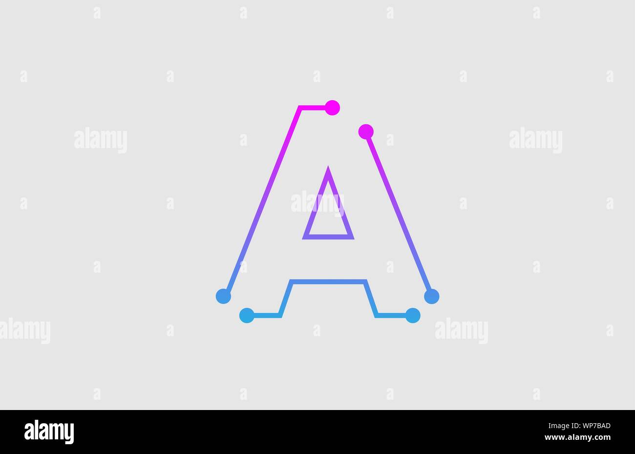 alphabet letter A logo design with colors pink and blue suitable as an ...