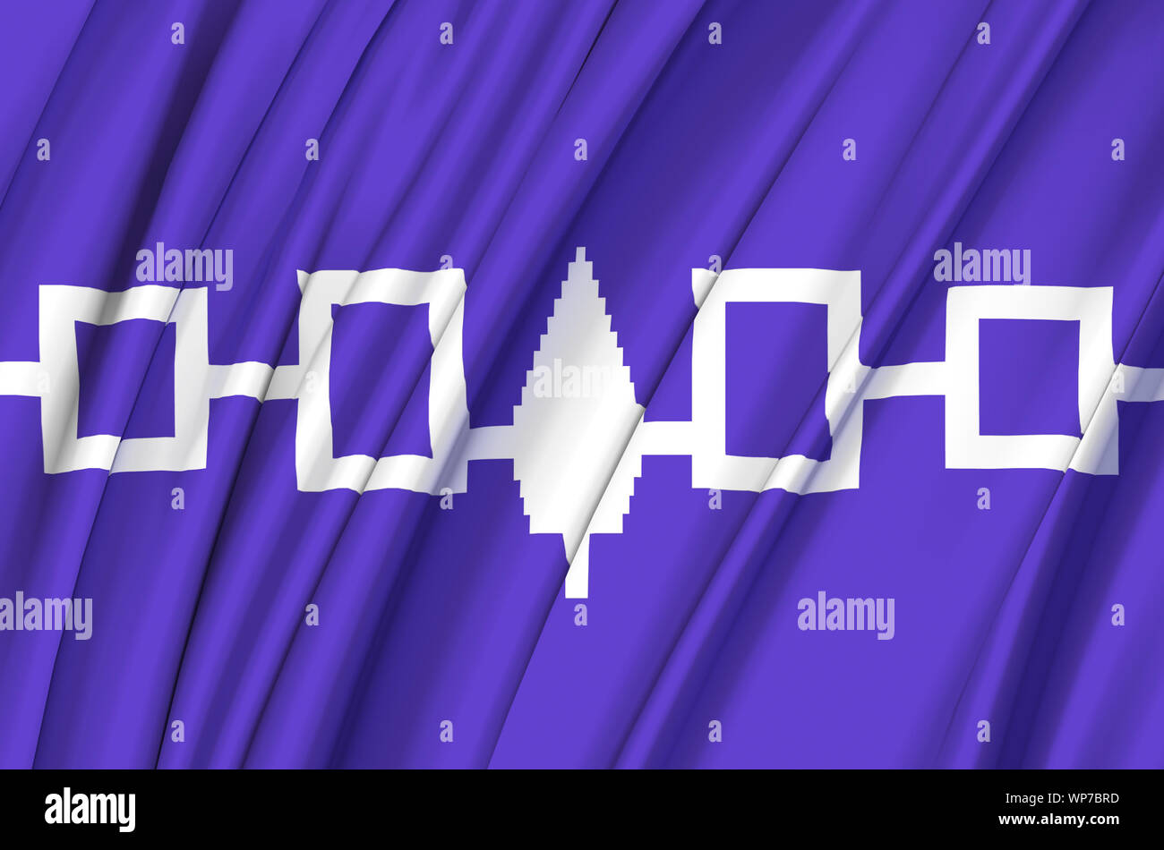 Iroquois Confederacy waving flag illustration. States, cities and