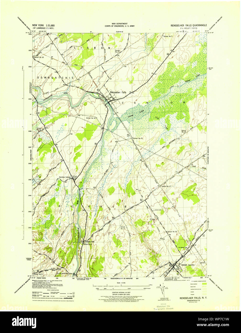 New York NY Rensselaer Falls 136277 1943 31680 Restoration Stock Photo