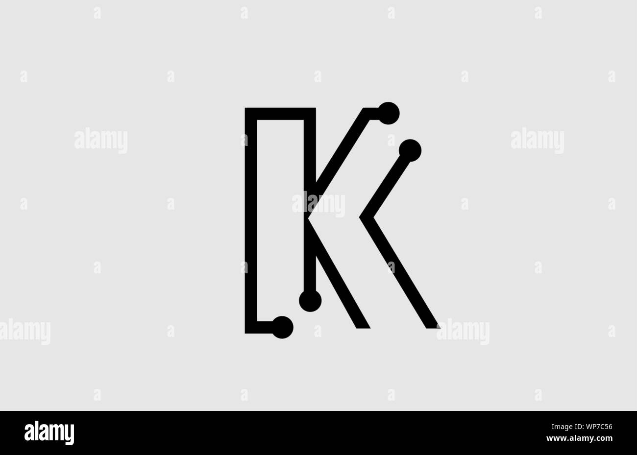 K letter alphabet logo design with line and dots suitable as a logotype ...