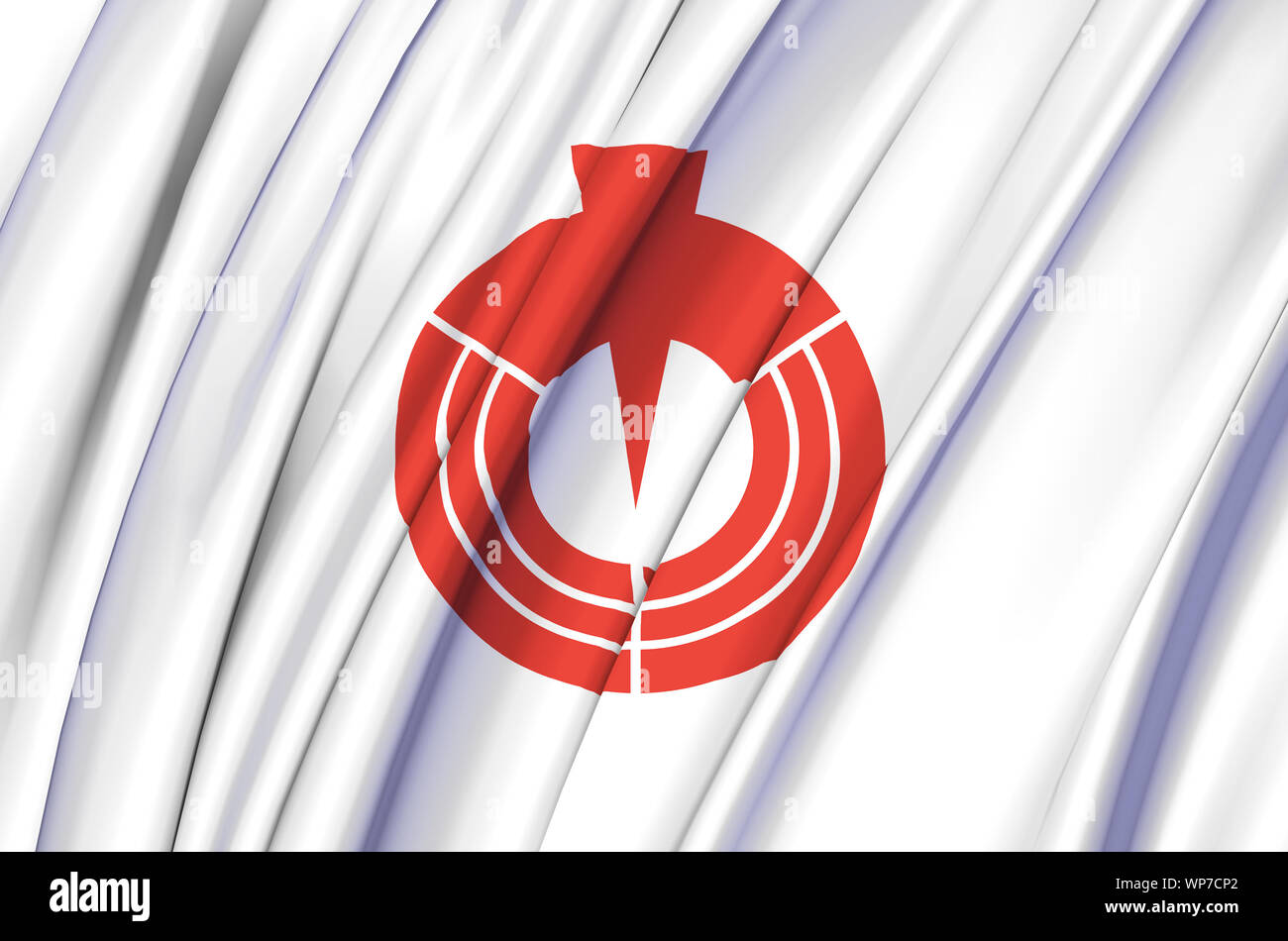 Nanporo waving flag illustration. Regions of Japan. Perfect for