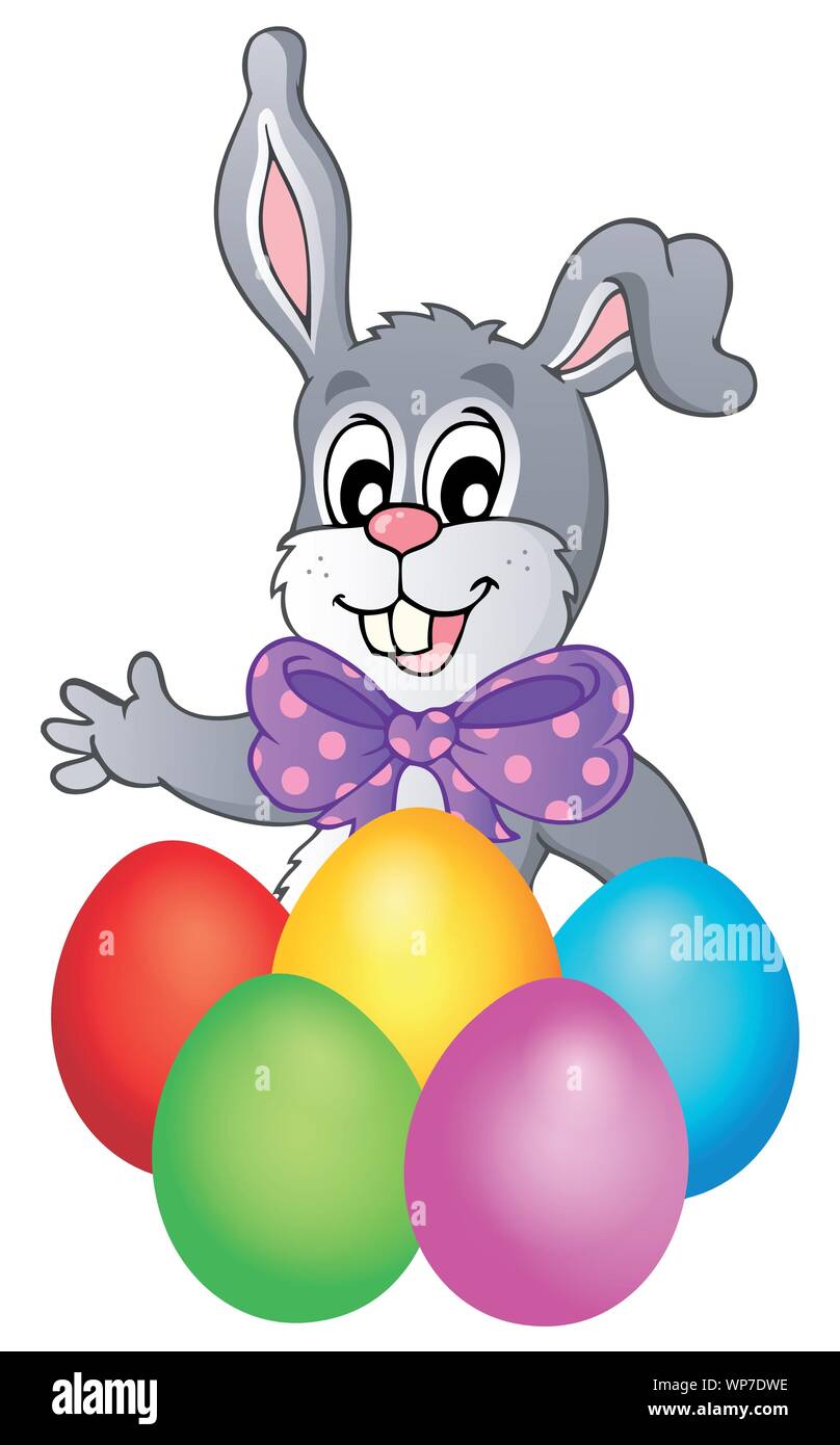 Happy bunny with Easter eggs Stock Vector Image & Art - Alamy
