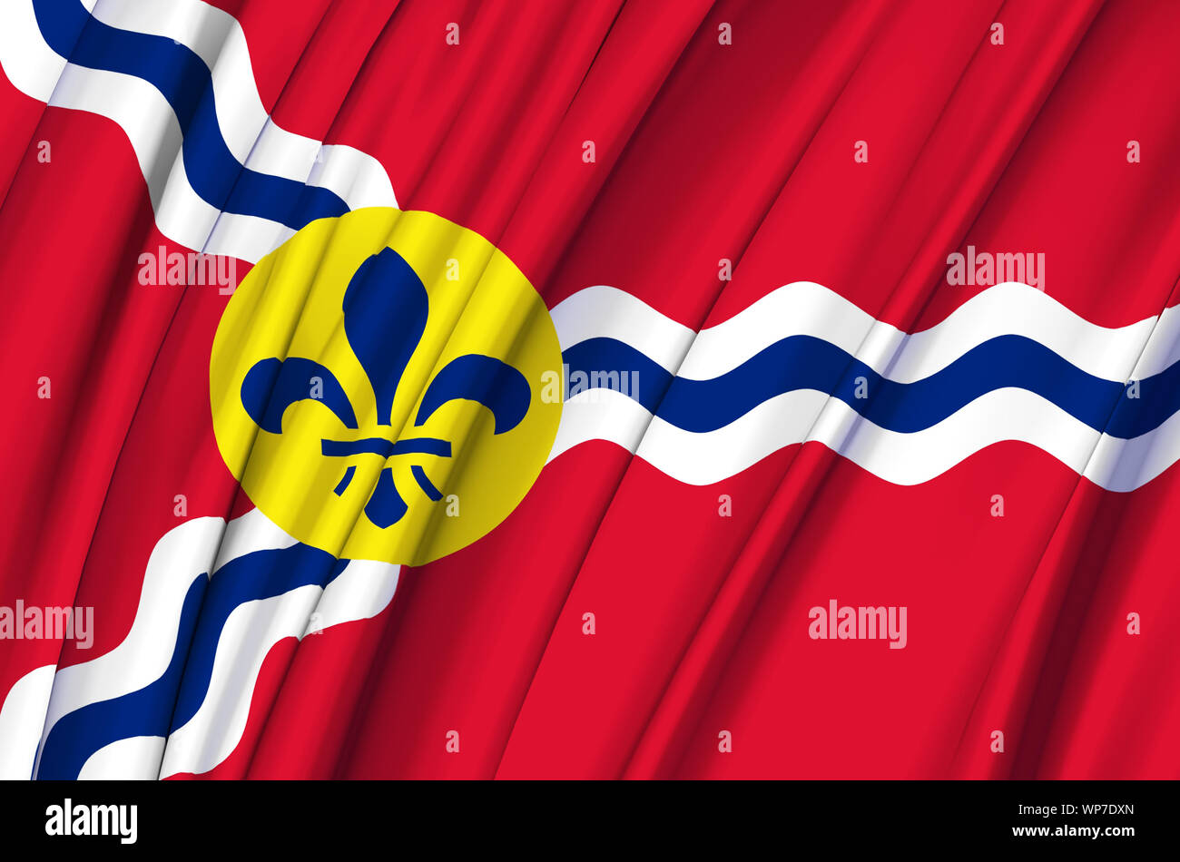 St. Louis Missouri waving flag illustration. Regions and Cities of the ...