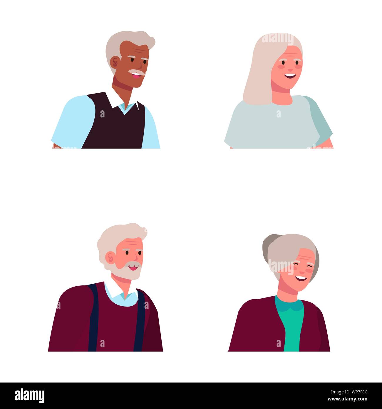 set of old women and men with blouse and shirt Stock Vector