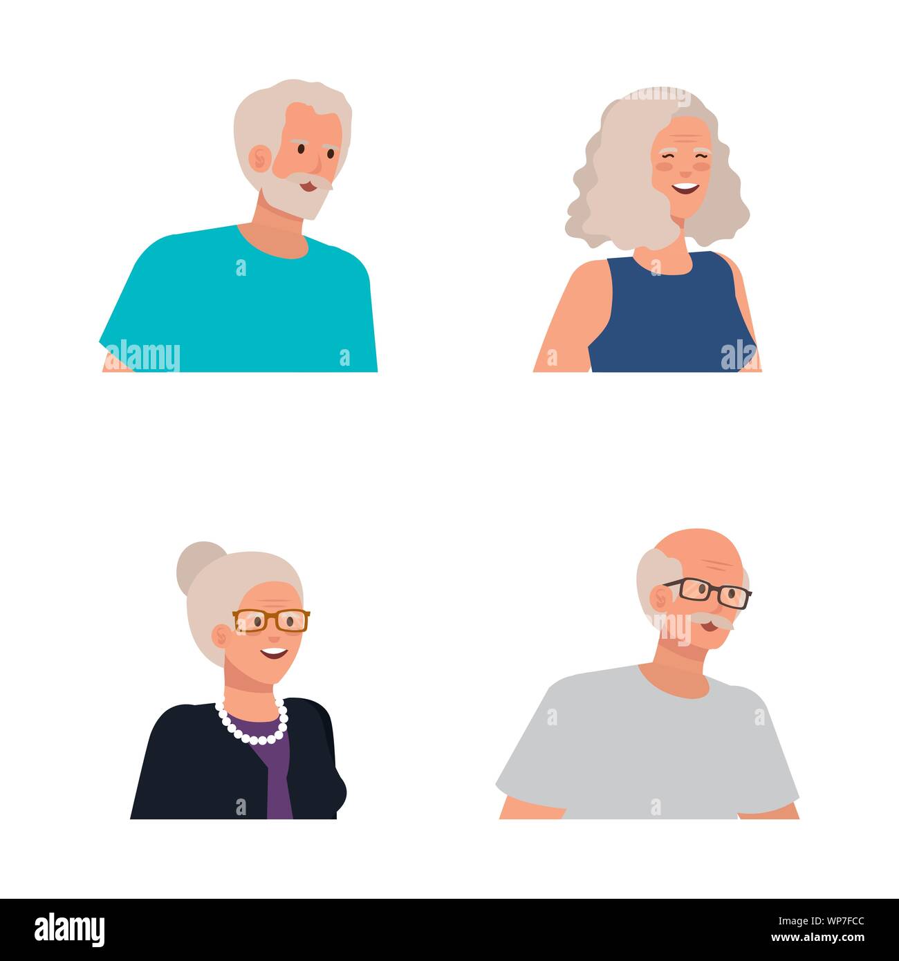 set of old women and men people Stock Vector