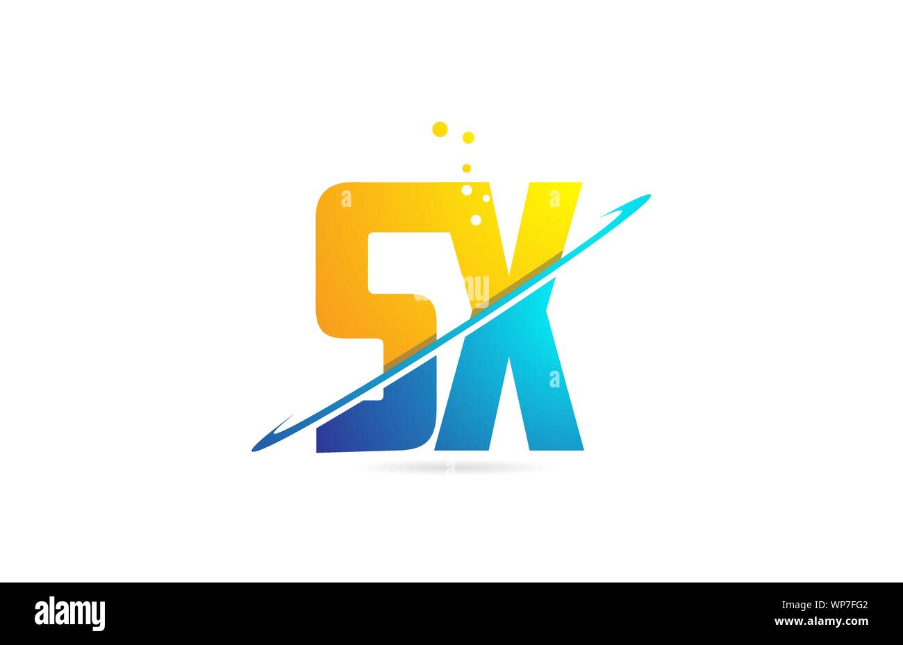 alphabet letter SX S X combination in blue and orange colors suitable ...