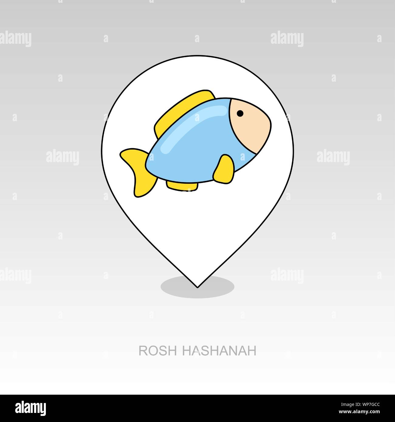 Fish. Rosh Hashanah pin map icon. Shana tova Map pointer. Happy and ...