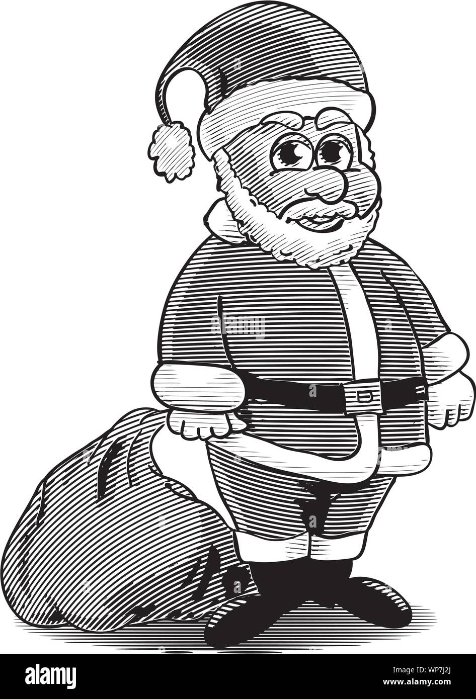 Engraved-style illustration of a cartoon Santa Claus Stock Vector Image ...