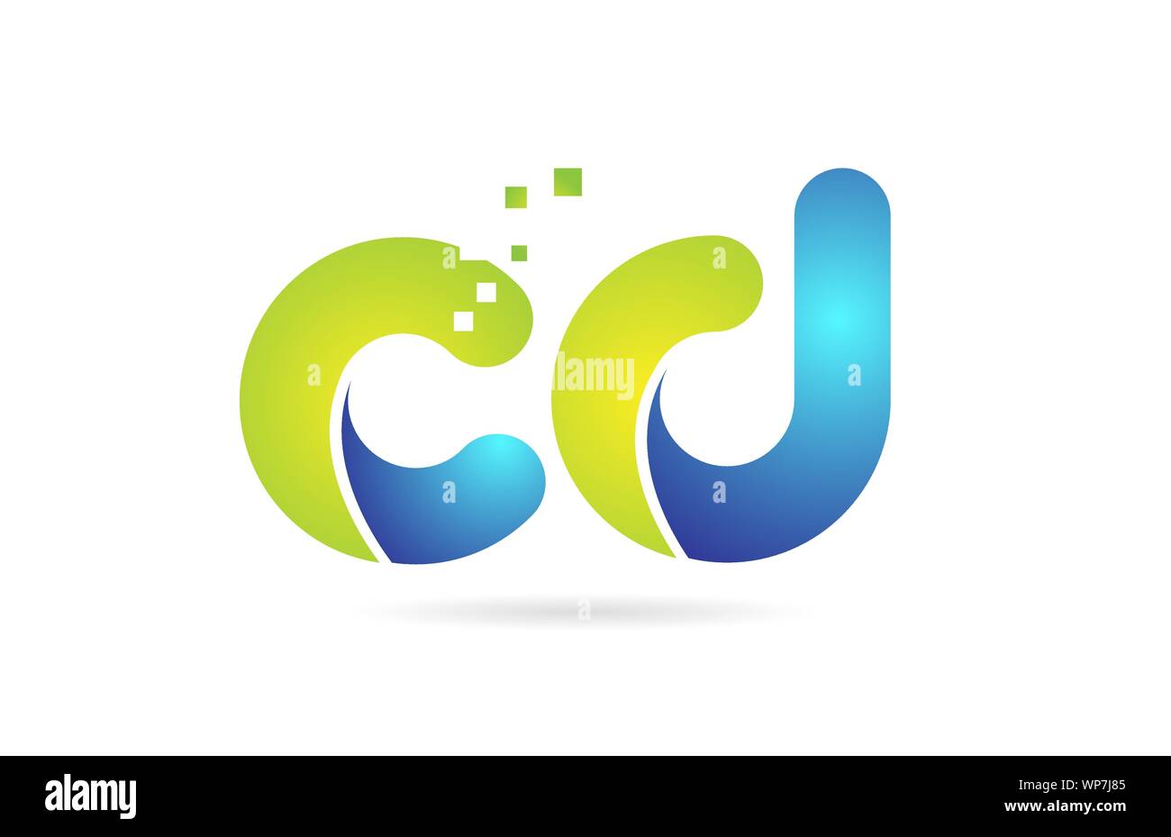 Cd C D Blue Green Alphabet Combination Letter Logo Design Suitable