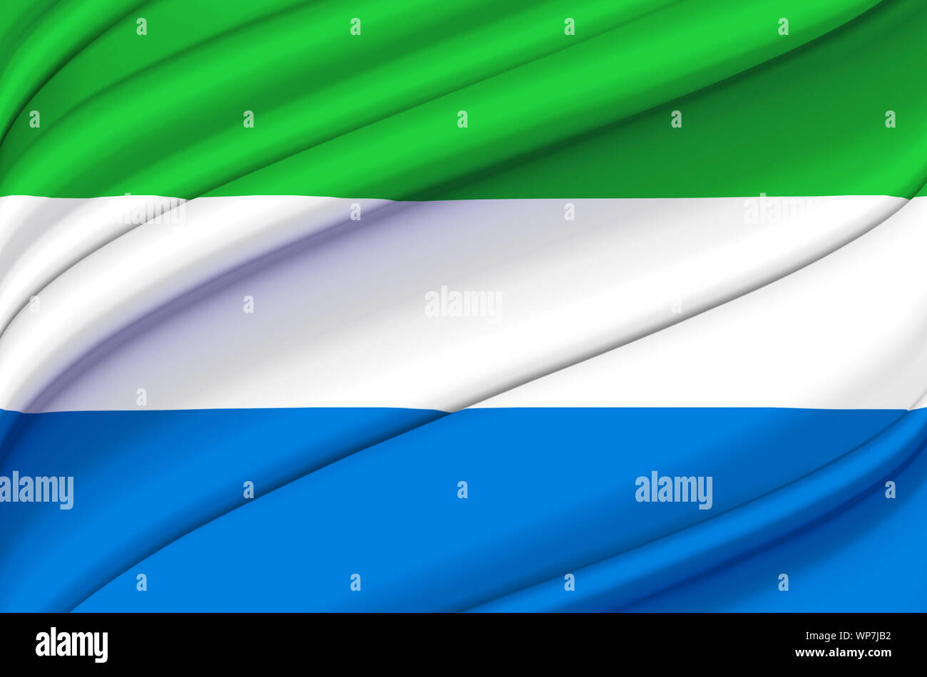 Sierra Leone waving flag illustration. Countries of Africa. Perfect for background and texture usage. Stock Photo