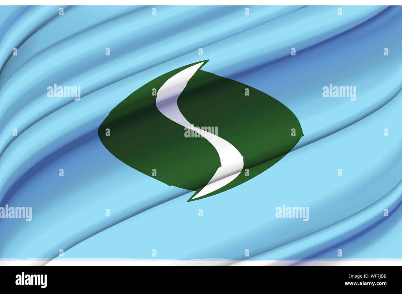 Shiriuchi waving flag illustration. Regions of Japan. Perfect for